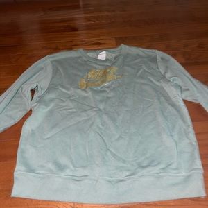 Green Nike Crewneck with Gold Detail
